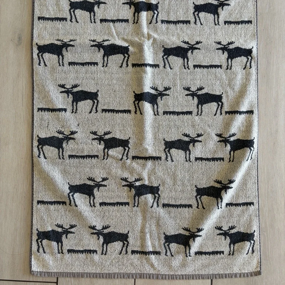 Vtg 90s Kimlor Mills Moose Bath Towel Set 2 Cotton Portugal Cabin Lodge Rustic